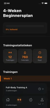 Workout-plannen — mobile